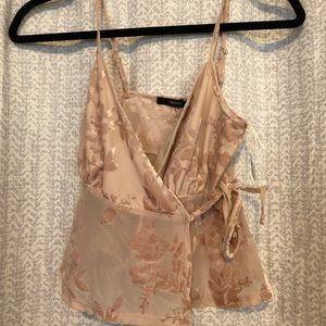 Pink floral wrap cami